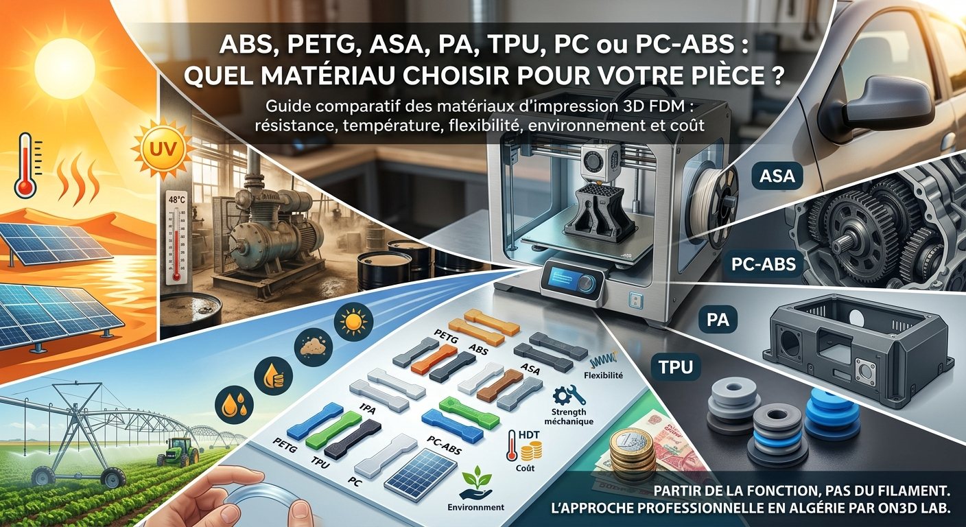 Infographie des matériaux FDM et de leurs usages industriels en Algérie